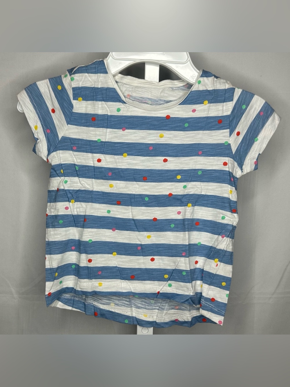 Kids Blue & White Striped Dot Tee